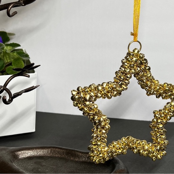 Jingle Bell Gold Star Christmas Ornament Mini Clustered Old Fashioned Jingles 6” - Picture 3 of 8